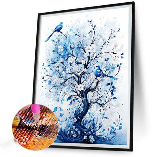 Blue Flower Tree - Full Round Drill Diamond Painting 40*50CM