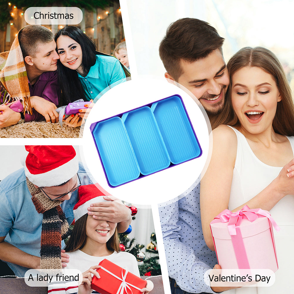 4 Set Large Diamond Art Painting Bead Sorting Trays for DIY Art Craft (Blue)