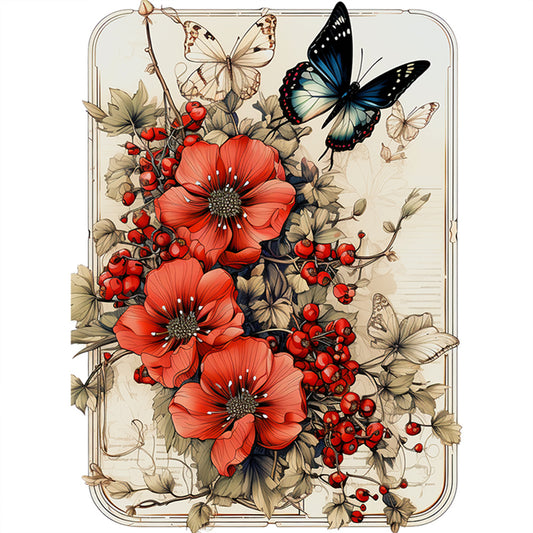 Poppies And Butterflies - 11CT Stamped Cross Stitch 40*40CM