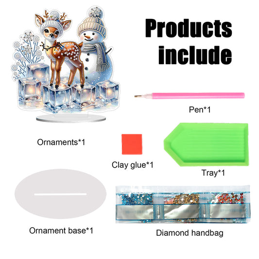 Christmas Acrylic Winter Snowman Diamond Painting Desktop Decor for Office Decor