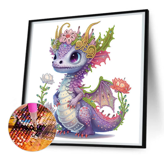 Dazzling Purple Dragon - Special Shaped Drill Diamond Painting 30*30CM