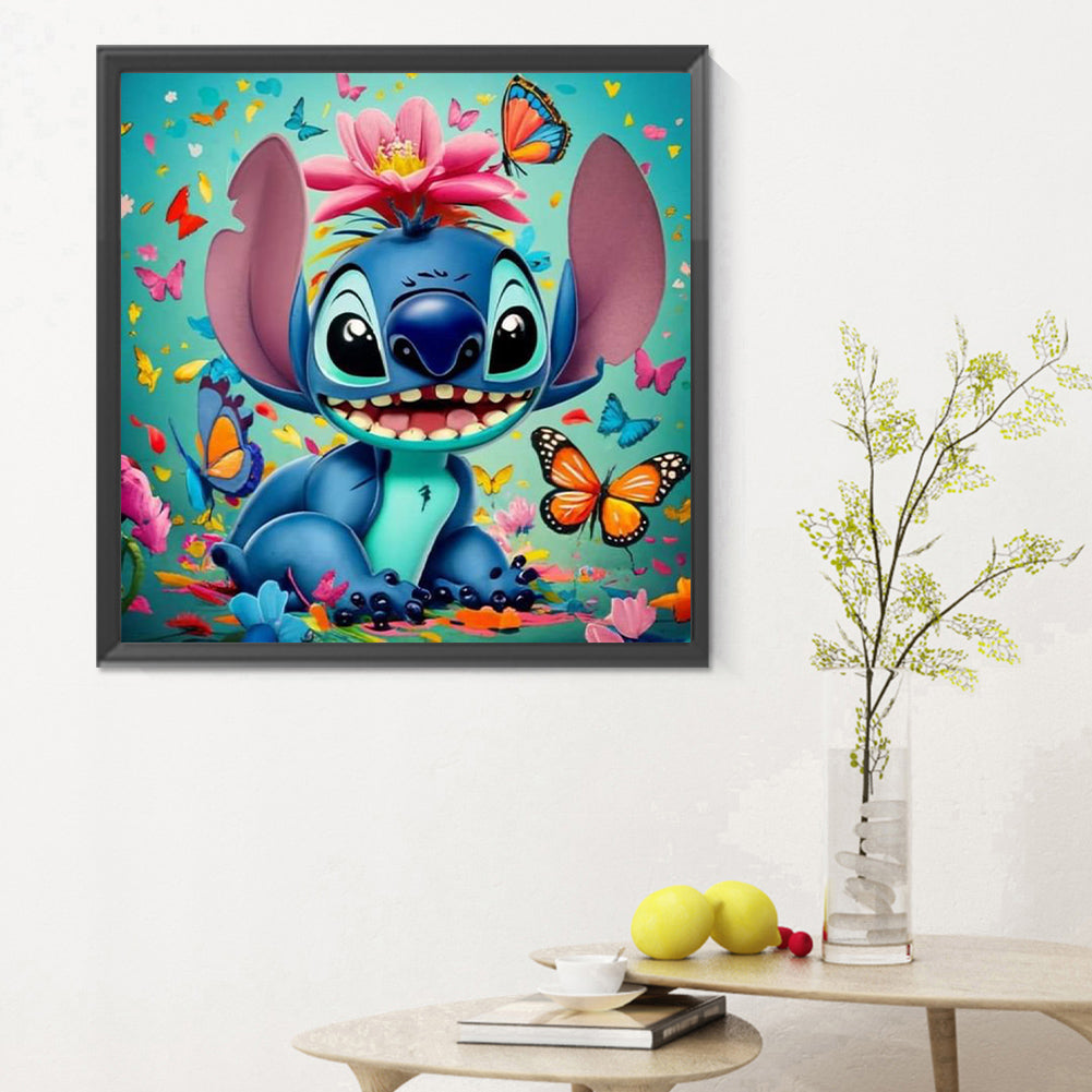 Stitch And The Butterfly - Full Round Drill Diamond Painting 30*30CM