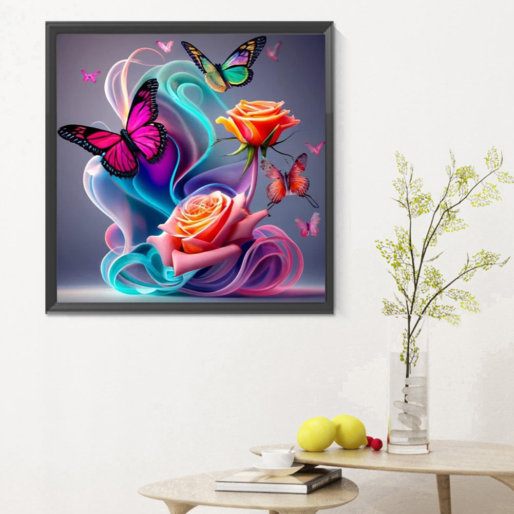 Colorful Butterfly - Full Round Drill Diamond Painting 30*30CM