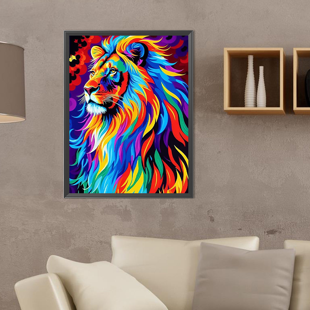 Colorful Lion Portrait - Full Round Drill Diamond Painting 30*40CM