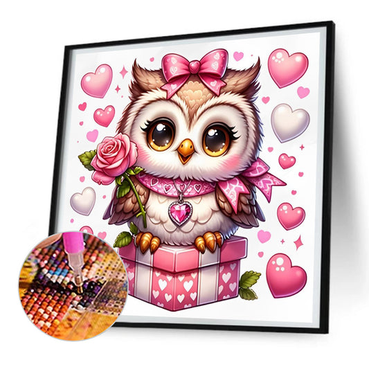 Valentine Love Owl - Full Round Drill Diamond Painting 30*30CM