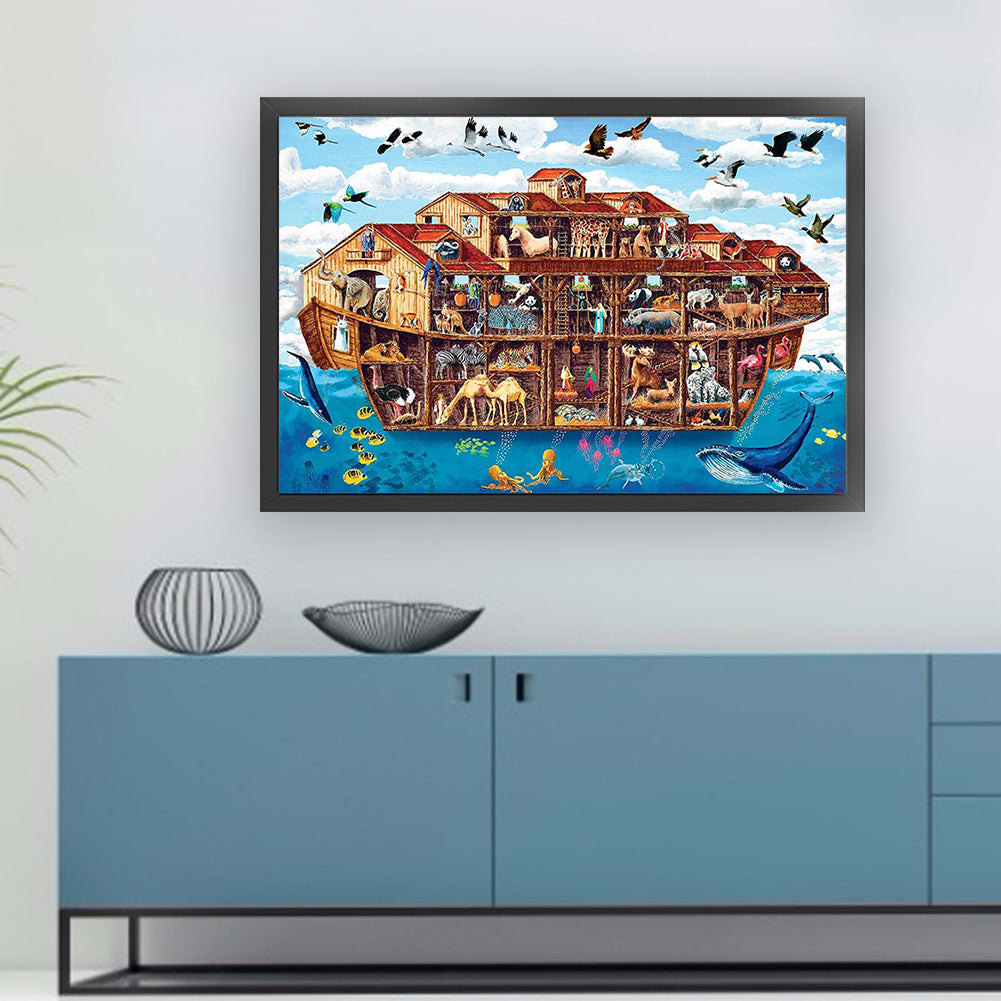Animals On Noah'S Ark - 11CT Stamped Cross Stitch 70*50CM