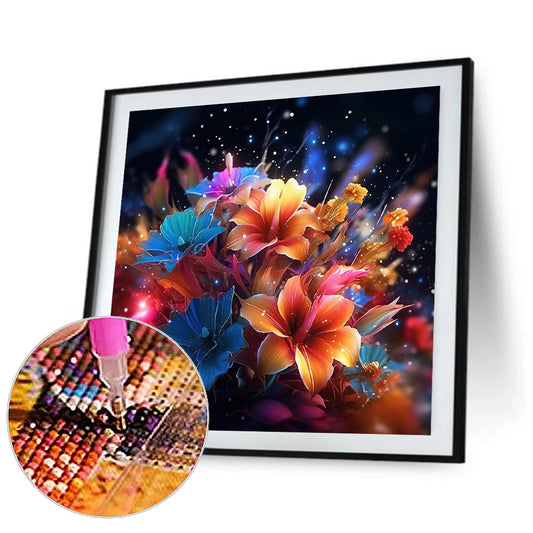 Glow-In-The-Dark Flowers - Full Round Drill Diamond Painting 30*30CM