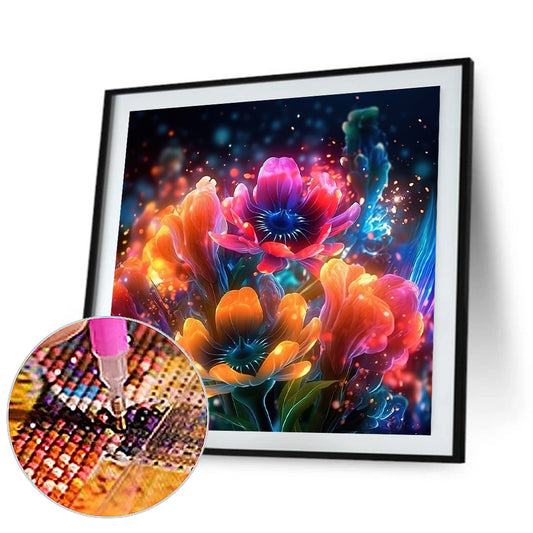 Glow-In-The-Dark Flowers - Full Round Drill Diamond Painting 30*30CM
