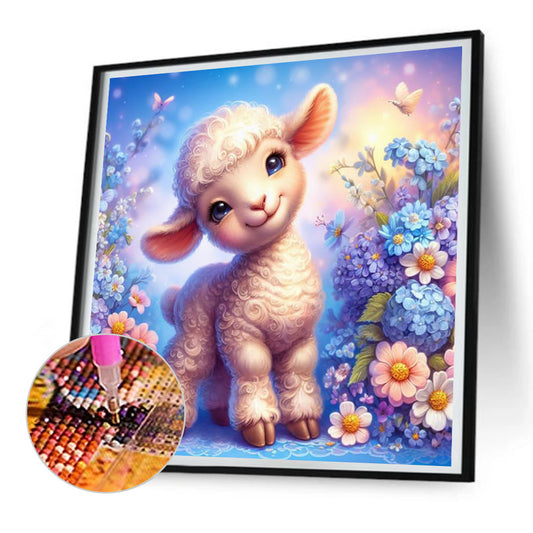 Sheep And Flower¡¤Blue - Full Round Drill Diamond Painting 30*30CM