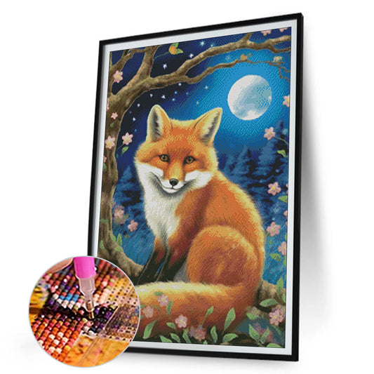 Fox Under The Moon - Full Round Drill Diamond Painting 30*45CM