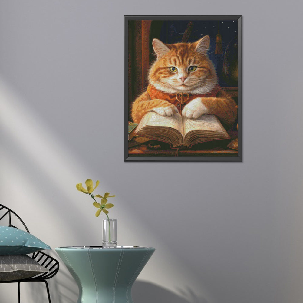 Literate Cat - Full Round Drill Diamond Painting 40*50CM