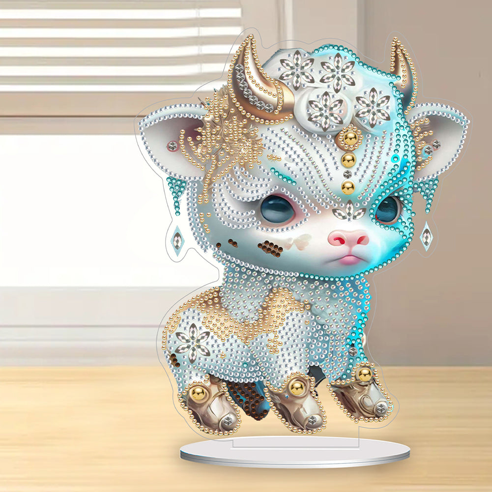 Chinese Zodiac Ox Diamond Painting Desktop Ornament for Office Desktop Decor