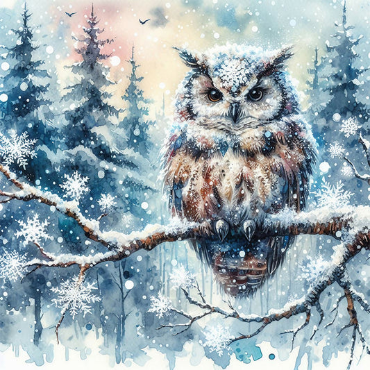 Snowy Owl - Full Round Drill Diamond Painting 30*30CM