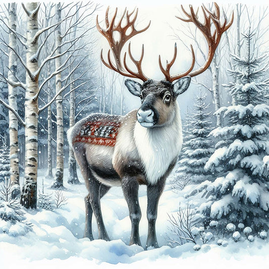Snow Elk - Full Round Drill Diamond Painting 30*30CM