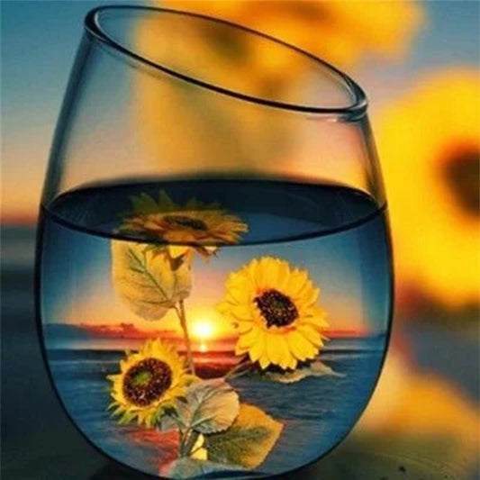 Sunflower In Cup - 11CT Stamped Cross Stitch 40*40CM
