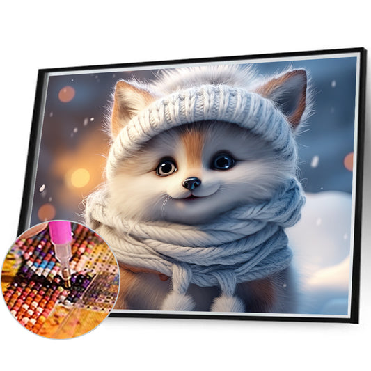 Winter Fox - Full Round Drill Diamond Painting 35*30CM
