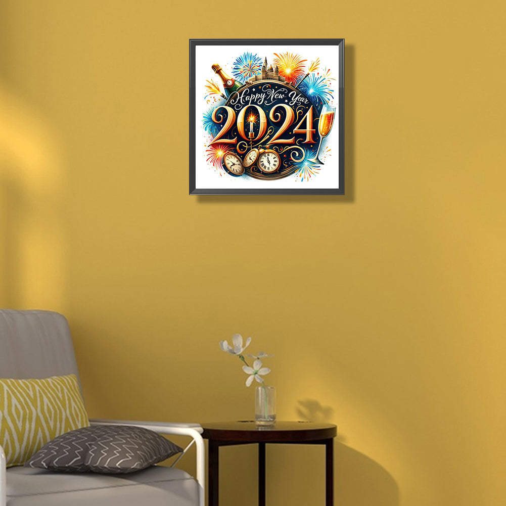 New Year Gift Calligraphy And Painting - Full Round Drill Diamond Painting 35*35CM