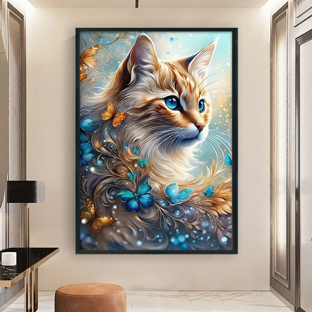 Flowers And Cat - 11CT Stamped Cross Stitch 40*60CM