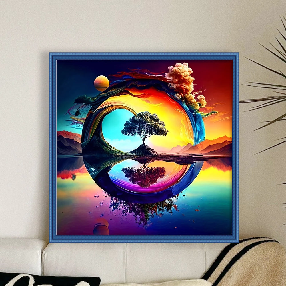 Reflection Landscape - 11CT Stamped Cross Stitch 40*40CM