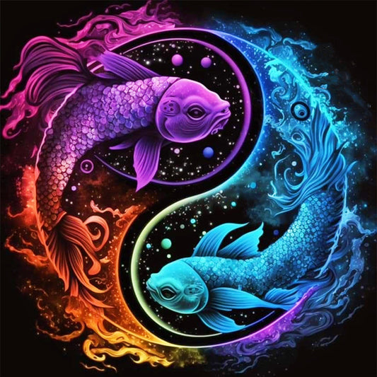 Tai Chi Pisces Diagram - 11CT Stamped Cross Stitch 45*45CM
