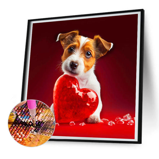 Love And Puppy - Full Round Drill Diamond Painting 30*30CM