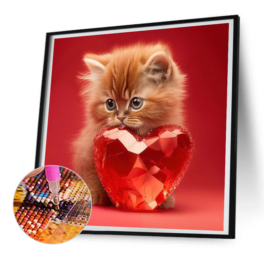 Love And Kitten - Full Round Drill Diamond Painting 30*30CM