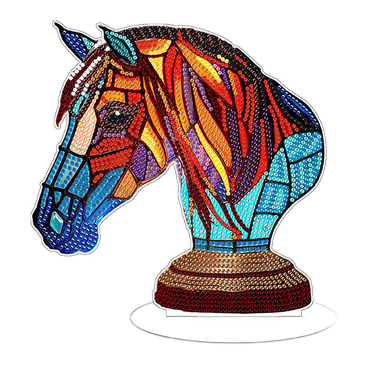 Diamond Painting Desktop Decoration with Light for Office Desktop Decor (Horse)