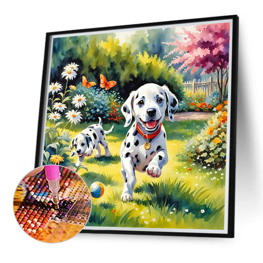 Playful Dog - Full Round Drill Diamond Painting 40*40CM