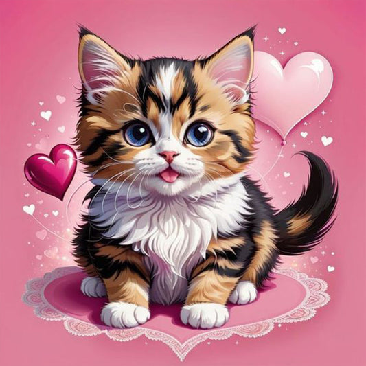 Valentine'S Day Love Cat - Full Square Drill Diamond Painting 30*30CM