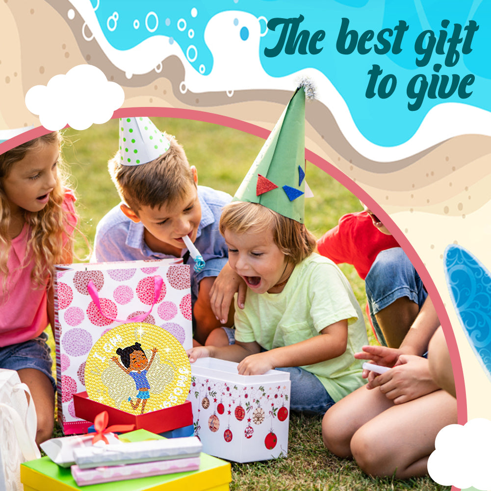 8 Pcs Wooden DIY Diamond Painting Coasters Kits with Holder (Girl on Vacation)