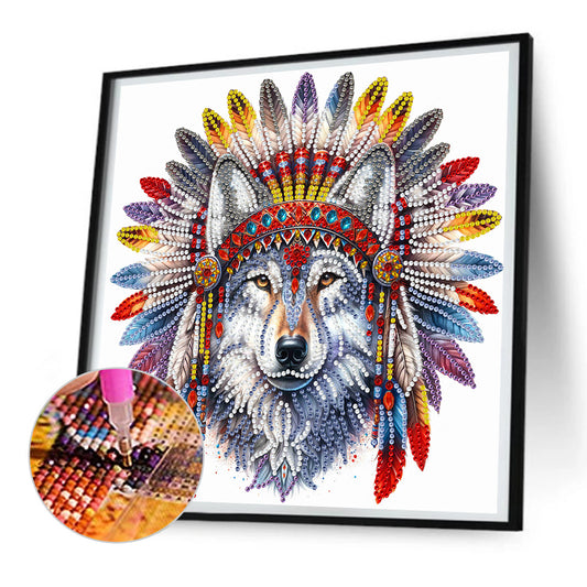 Indian Wolf - Special Shaped Drill Diamond Painting 30*30CM