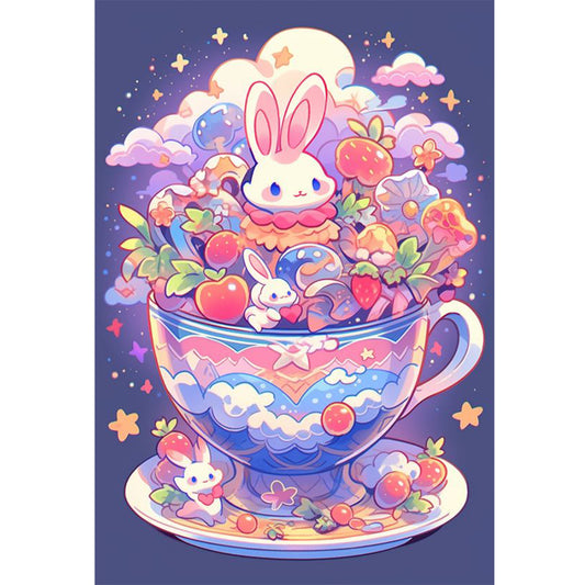 Bunny In Teacup - 11CT Stamped Cross Stitch 40*60CM