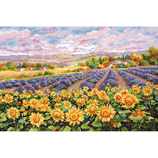 Lavender Sunflower Field - 11CT Stamped Cross Stitch 65*45CM(Spring)