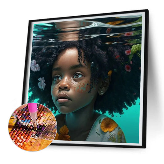 Black Girl - Full Round Drill Diamond Painting 30*30CM
