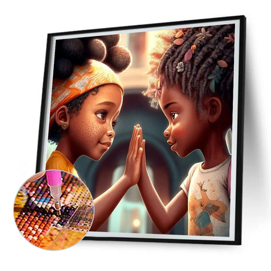 Black Girl - Full Round Drill Diamond Painting 30*30CM
