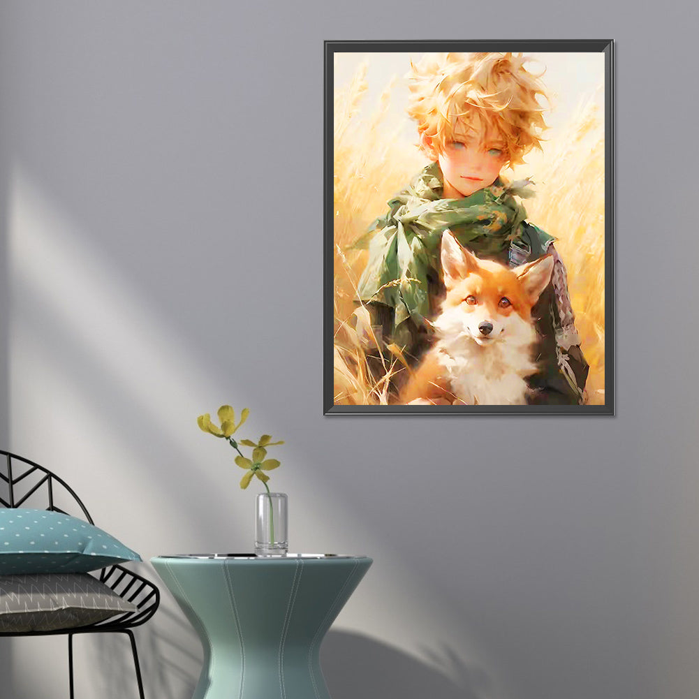 The Little Prince And The Fox Straw Field - Full Round Drill Diamond Painting 50*60CM