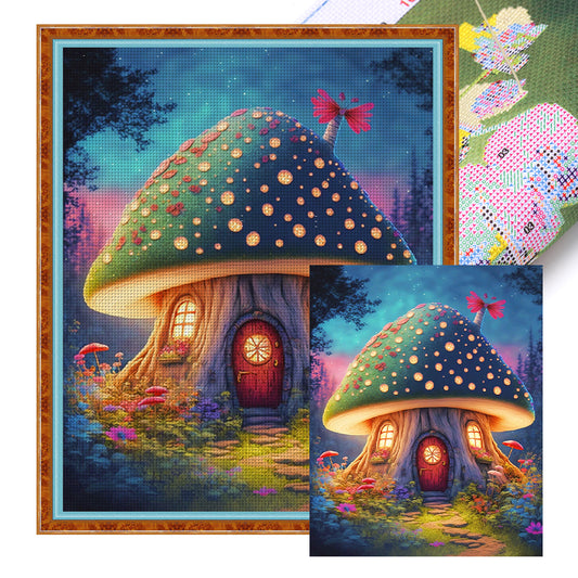 Mushroom House - 16CT Stamped Cross Stitch 50*60CM