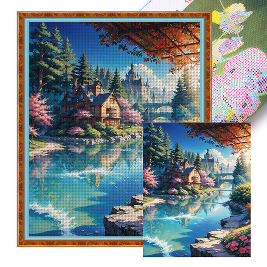 Cabin In The Woods - 16CT Stamped Cross Stitch 50*60CM