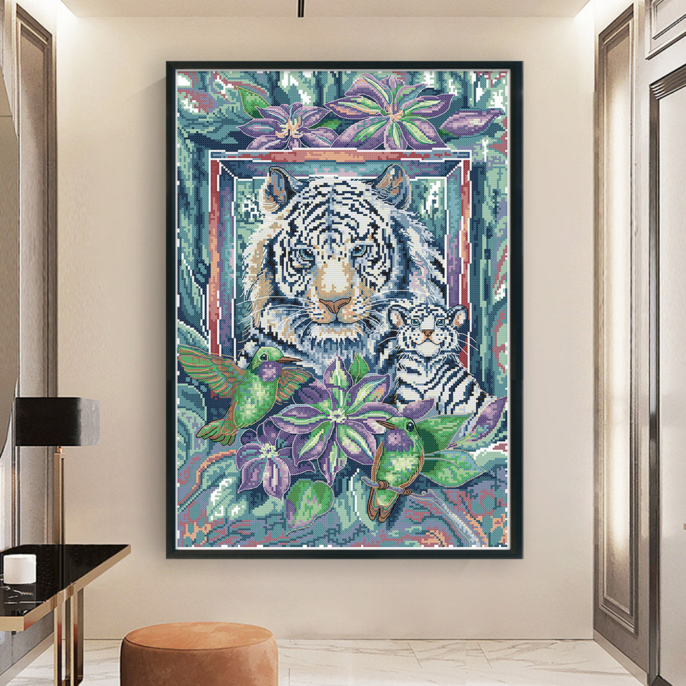 Tiger Mother And Son - 11CT Stamped Cross Stitch 46*64CM(Joy Sunday)