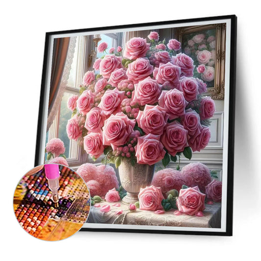 Window Vase - Full Round Drill Diamond Painting 30*30CM