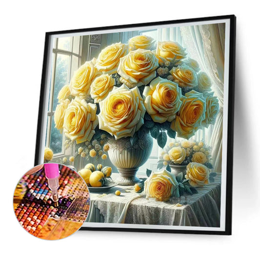Window Vase - Full Round Drill Diamond Painting 30*30CM