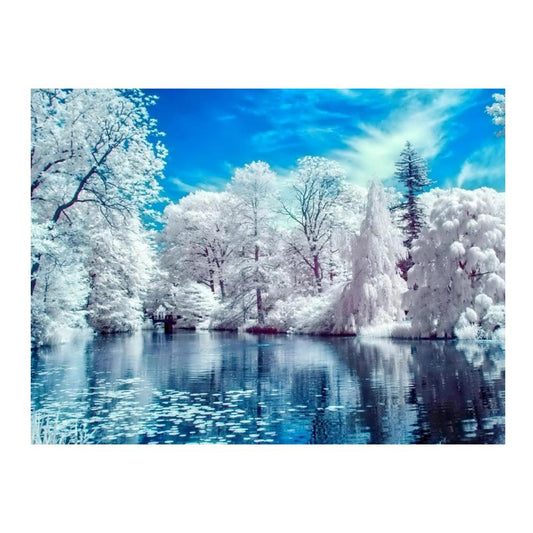 Snow Lake - Full Round Drill Diamond Painting 40*30CM