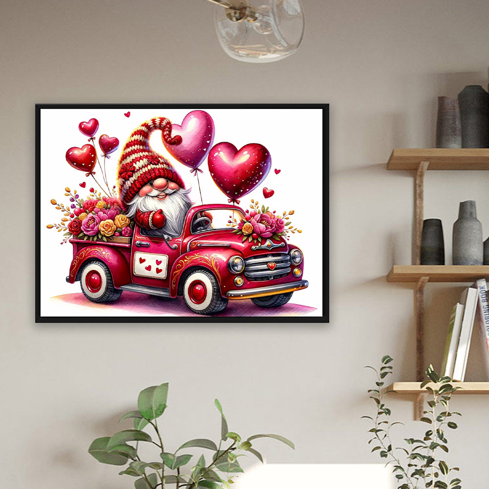 Valentine'S Day Float Gnome - Full Round Drill Diamond Painting 40*30CM