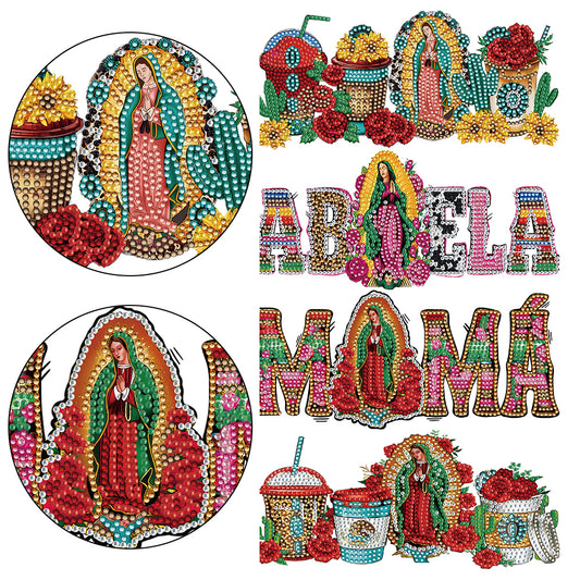 4 Pcs Rhinestone Stickers Diamond Painting Sticker for Cup (Virgin Mary)