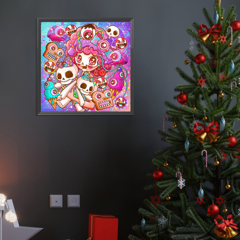 Pink Hair Girl - Full Round Drill Diamond Painting 40*40CM