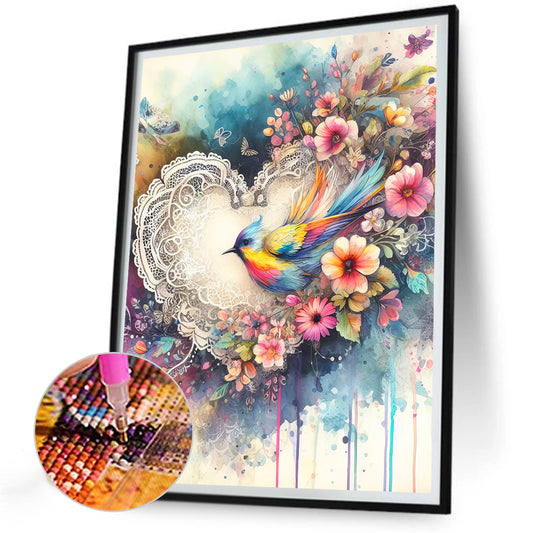 Love And Colorful Bird - Full Round Drill Diamond Painting 30*40CM