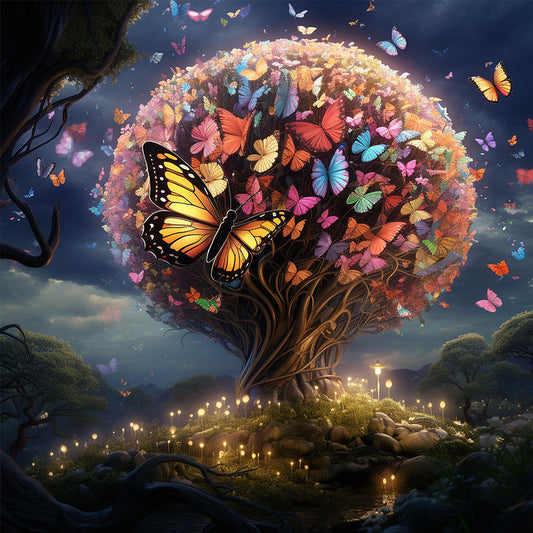 Butterfly Tree - Full Square Drill Diamond Painting 40*40CM