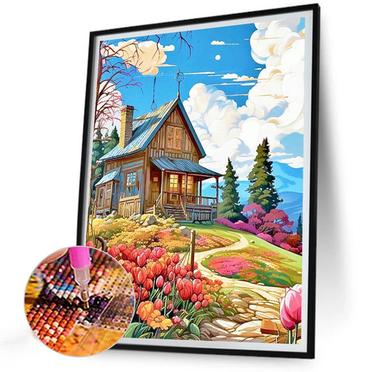 Tulip Hut - Full Round Drill Diamond Painting 30*40CM