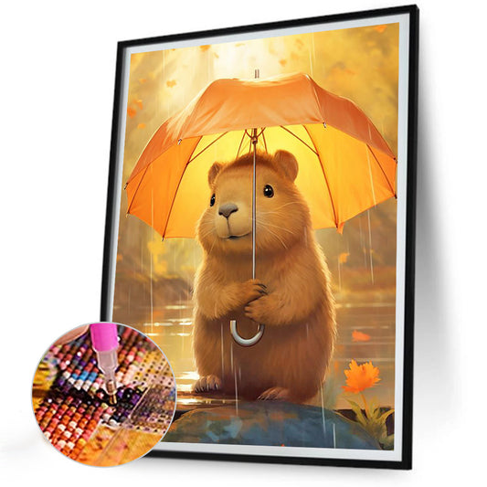 Capybara Holding An Umbrella - Full Round Drill Diamond Painting 30*40CM