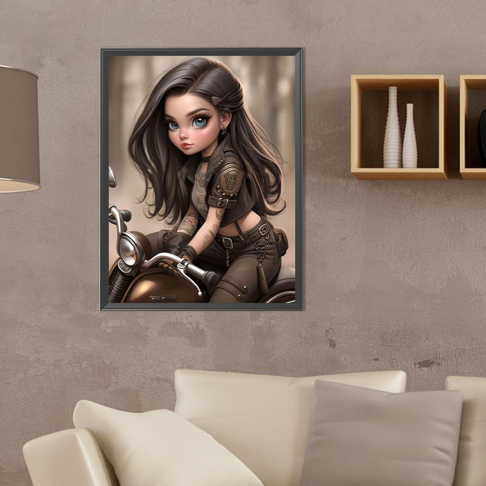 Curly Hair Big Eyed Girl - Full Round Drill Diamond Painting 30*40CM